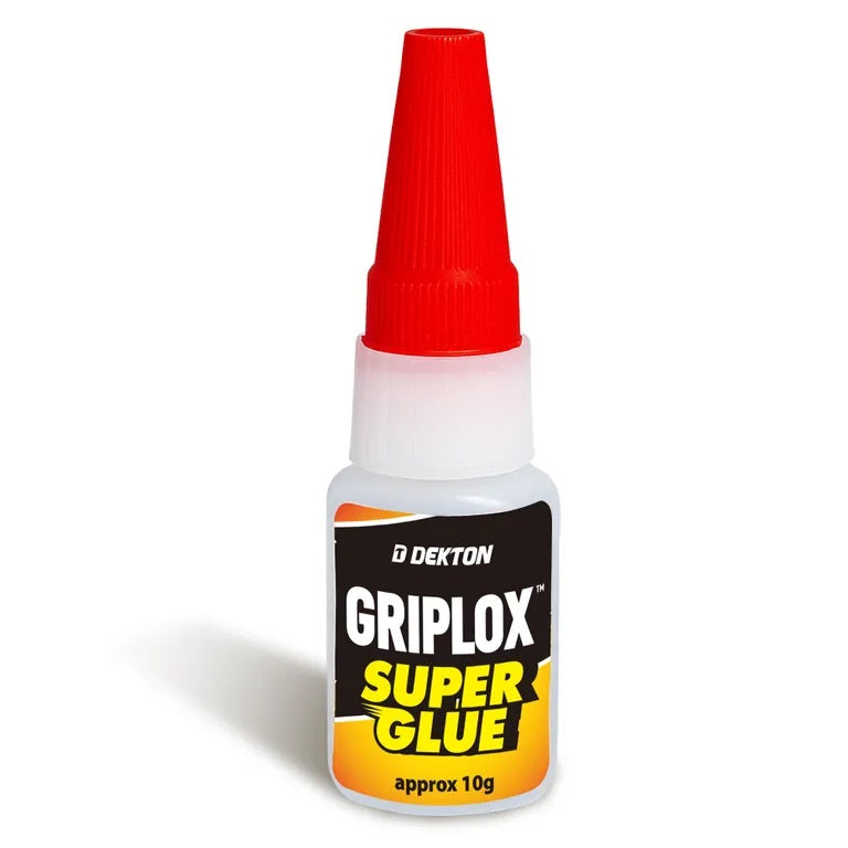 Dekton Griplox Super Glue White and Red 10g 211005 | Rapid Dry Strong Adhesive | Precision Nozzle with Drop Control | Waterproof | Shockproof | Heat Resistant | Multi Material Bonding | for Wood Metal Plastic Glass Rubber Ceramics Leather | Wood Glue