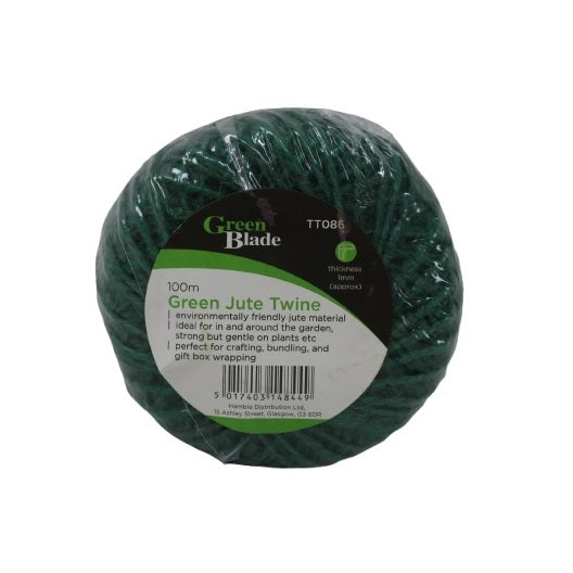 Green Blade Jute Garden Twine Green 100Mtr x 1mm TT086 | Strong Multipurpose Rope | For Gardening | DIY | Packaging and Outdoor Use | Jute Twine | Utility Rope | Plant Support Twine | Garden String | Gift Box Wrapping | Bundling | Environmentally