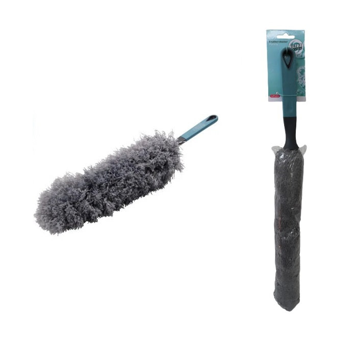 Ultra Clean Feather Duster with Soft Grip Handle Grey 52cm 314419850 | Long Microfiber Dusting Brush | Dust Cleaner Tool | Microfiber Duster | Dust Remover | Home Cleaning Supplies | Office Cleaning Tool | Car Cleaning Duster | Multi Purpose Cleaner