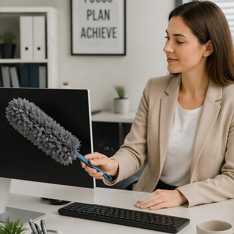 Ultra Clean Feather Duster with Soft Grip Handle Grey 52cm 314419850 | Long Microfiber Dusting Brush | Dust Cleaner Tool | Microfiber Duster | Dust Remover | Home Cleaning Supplies | Office Cleaning Tool | Car Cleaning Duster | Multi Purpose Cleaner
