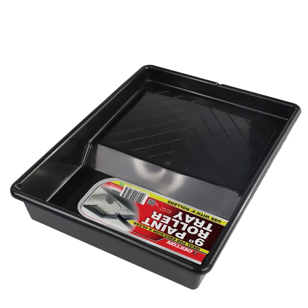 Dekton Paint Roller Tray Black 9-Inch DT95875T | Heavy Duty Paint Tray | Deep Well Design | For Emulsion and Gloss Painting | DIY Decorating Tool | Painting Accessories | Home Painting Supplies | Professional Paint Tray | Wall Painting Tools