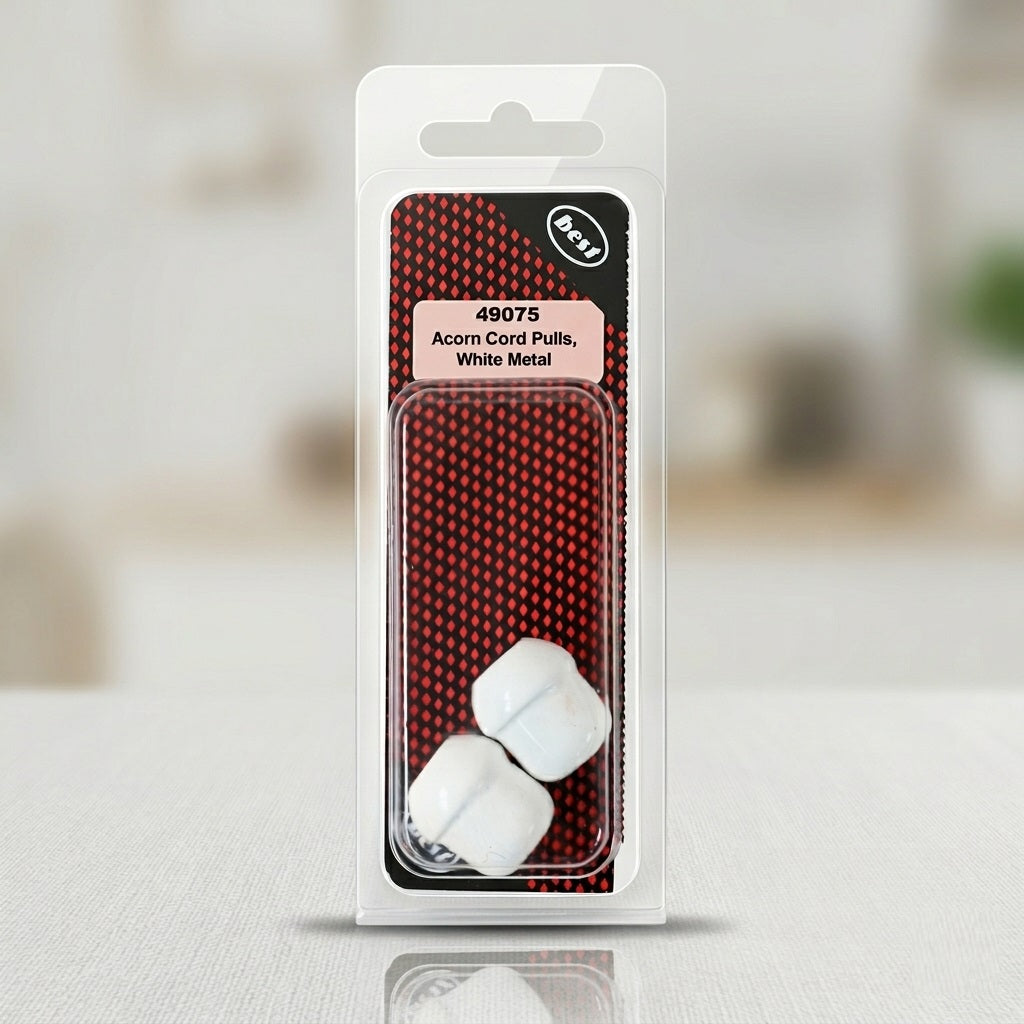 Bulk Hardware Acorn Metal Cord Pulls White Pack of 2 49075 | Light Pull Replacement | Bathroom Ceiling Switch Pull Cord | Durable Metal Finish