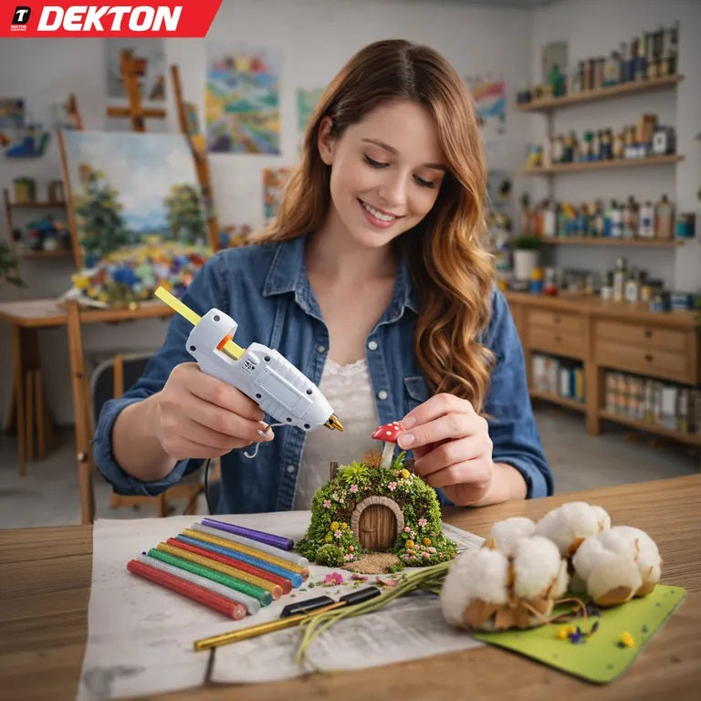 Dekton Colour Glitter Glue Sticks Multicolour 7.2mm x 100mm Pack of 12 DT60885 | Mixed Colours | Hot Melt Adhesive for Glue Guns | Craft DIY Art Supplies | Strong Bond | Multi Purpose Sticks | Quick Drying | For Metal | Plastic | Fabric | Wood and More