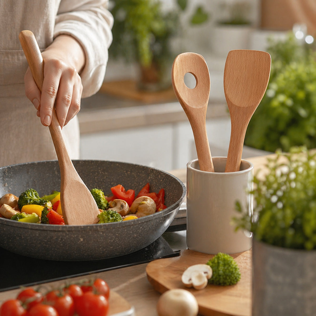 Excellent Houseware Beech Wood Kitchen Utensils Natural Pack of 3 170495600 | Wooden Spoon Set | Kitchen Tools Set