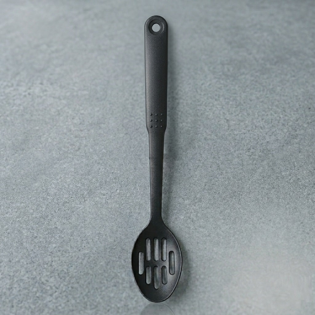 Pendeford Creative Kitchen Slotted Spoon Black CK1007 | Heat Resistant to 210 Degree Celsius Cooking Spoon | Durable Kitchen Utensil | Non Scratch Spoon for Non Stick Cookware | Easy Clean Serving Spoon | Everyday Cooking Too | Lightweight Ergonomic