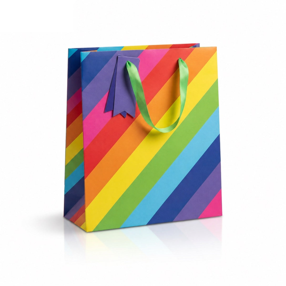 Clairefontaine Eurowrap Rainbow Stripe Gift Bag Multicoloured Medium 215mm x 253mm x 102mm Pack of 6 37007-3C | Strong Paper Gift Bags | 100 Percent Recyclable Material | Ideal for Gifts and Parties