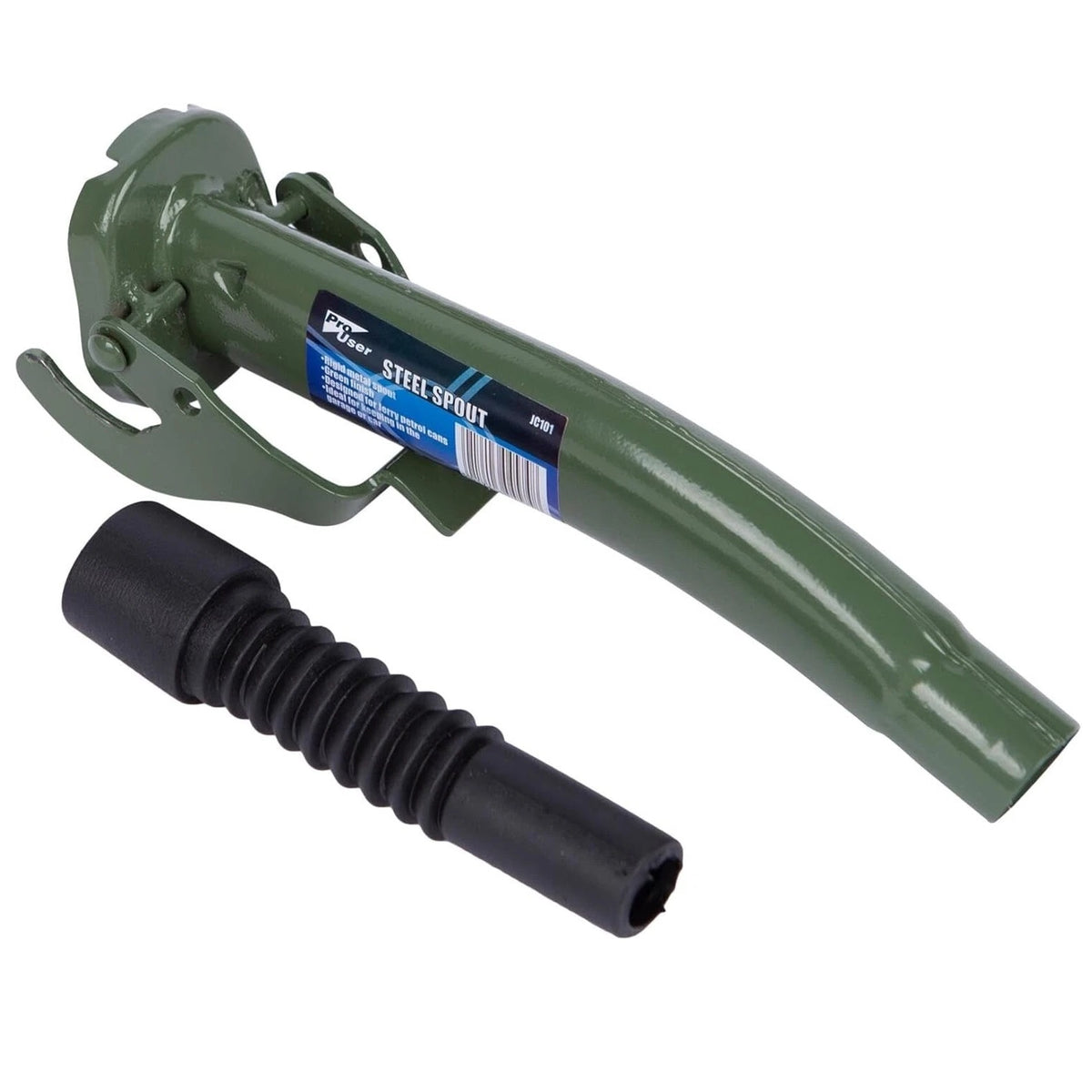 Pro User Steel Jerry Can Spout Green 22cm JC101 | Rigid Metal Spout | Designed for Jerry Petrol Cans | Ideal for Keeping in the Garage or Car