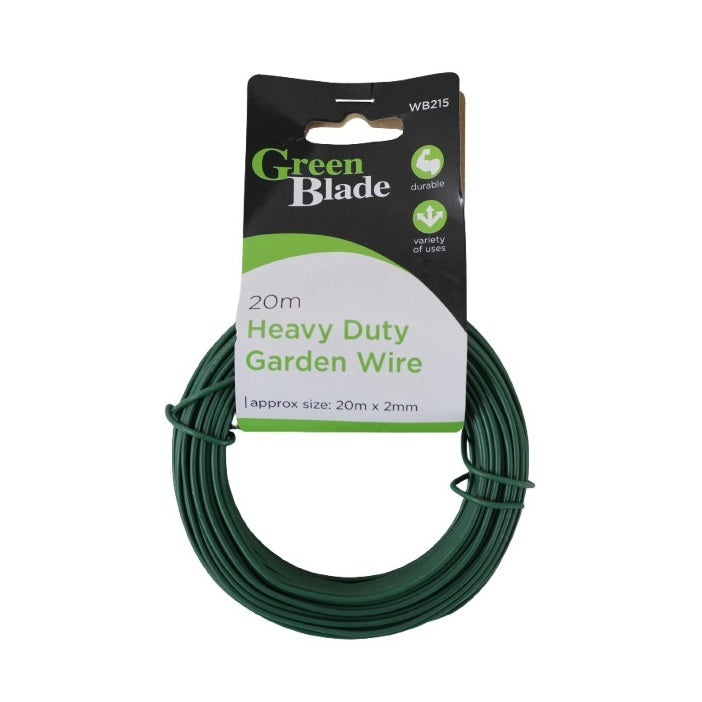 Green Blade Heavy Duty Garden Wire Green 20Mtr x 2mm WB215 | Multi Purpose Wire | Durable Wire | Plant Tie Wire | Garden Ties | Flexible Wire | Plant Support | Gardening Supplies | Fence Wire | DIY Garden Tools | Gardening Accessory