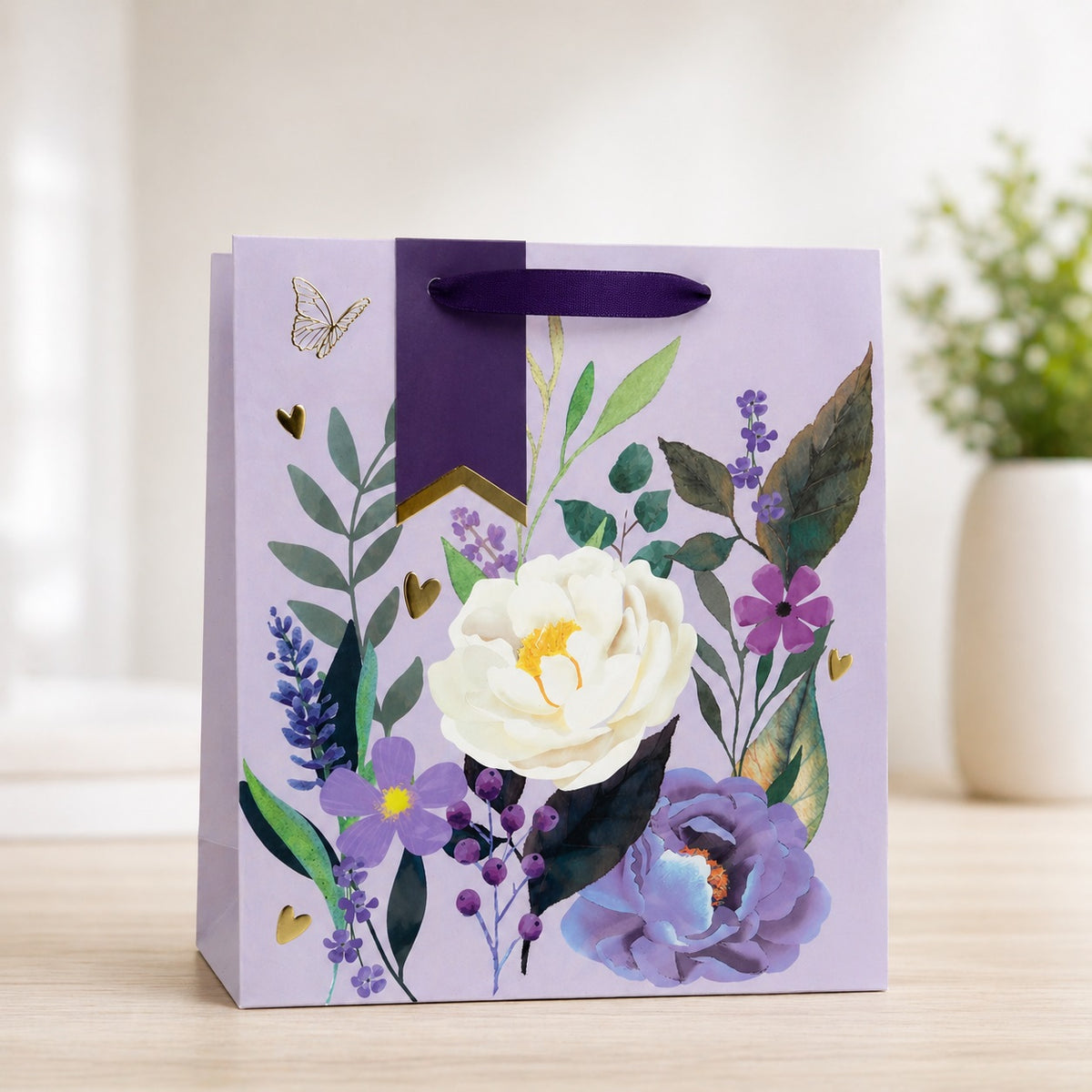 Clairefontaine Eurowrap Elegant Floral Gift Bag Multicolour Large 26.5cm x 14cm x 33cm Pack of 6 37247-2C | Decorative Gift Bag | Paper Gift Bag with Handles | Occasion Gift Wrap Bag