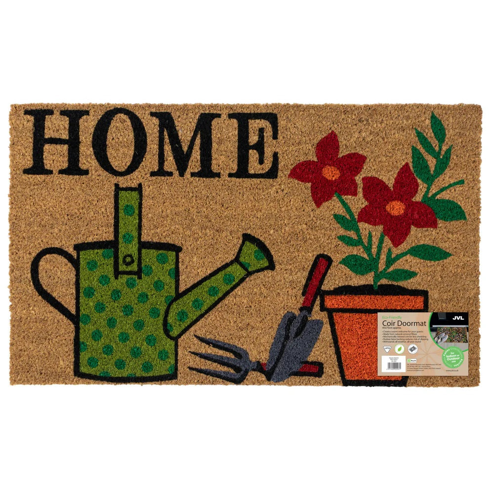 JVL Eco Friendly Latex Coir Doormat Brown 45cm x 75cm 02-303 | Made From Natural Coconut Fibres | Mechanically Twisted Coir For Less Shedding | Rubber Latex Backing Reduces Risk of Slipping | Withstands all Weather