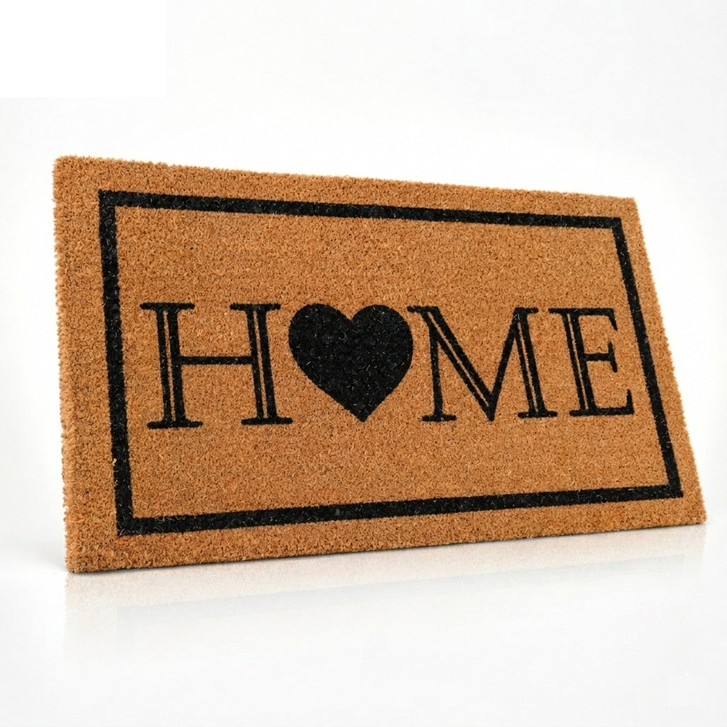 JVL Heart Home Latex Coir Doormat Brown 60cm x 90cm 02-235 | Made From Natural Coconut Fibres | Mechanically Twisted Coir For Less Shedding | Rubber Latex Backing Reduces Risk of Slipping | Withstands all Weather