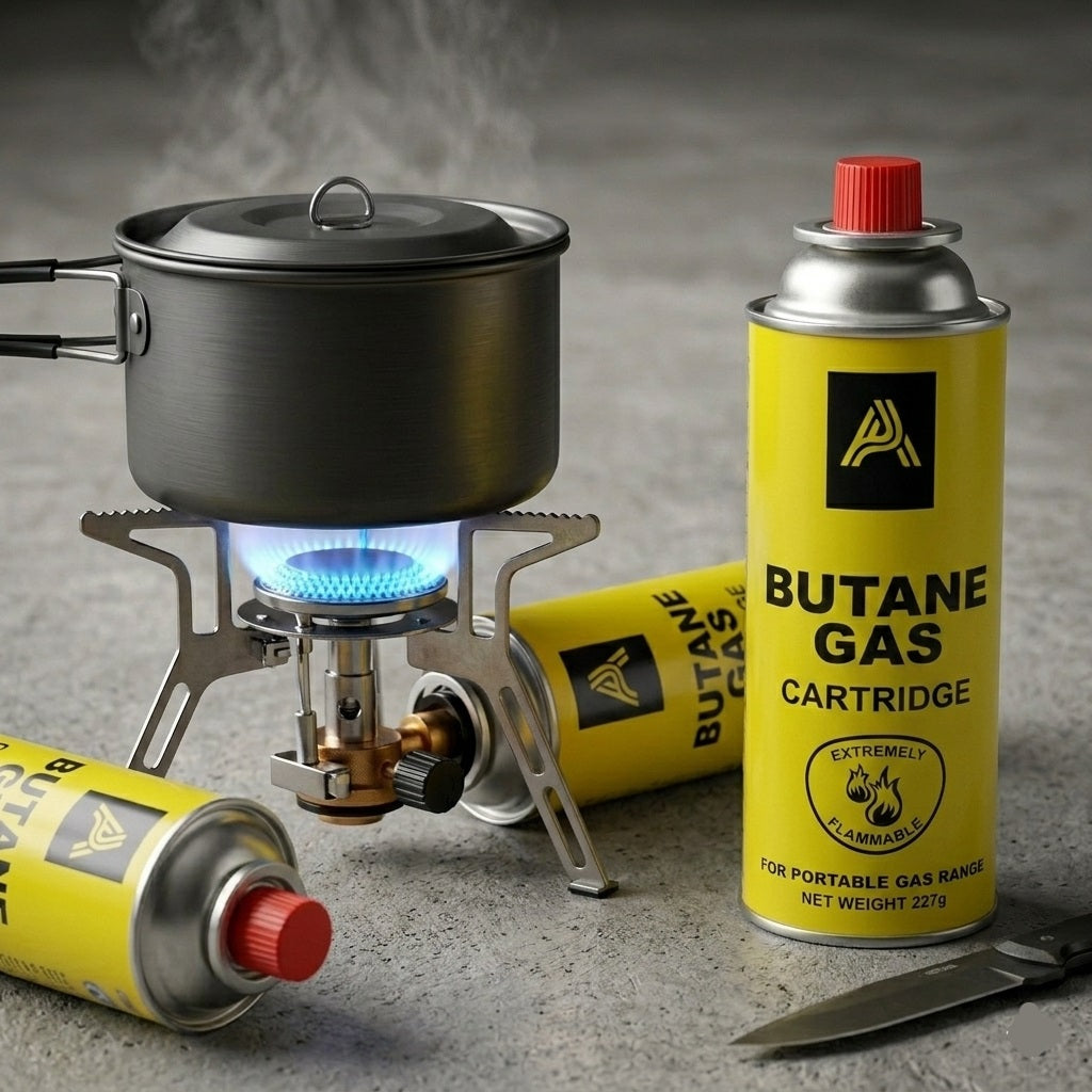 Aspect Butane Gas Cartridge Yellow 227g 11838 | Portable Camping Gas Canister | Outdoor Camping Gas