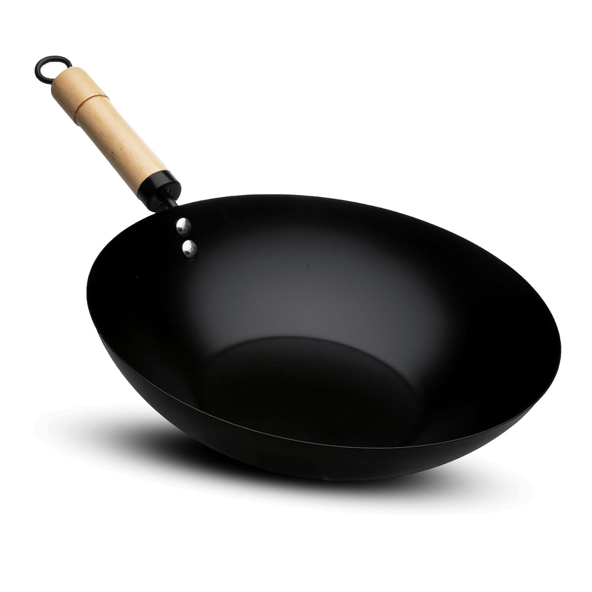 Pendeford First Choice Non-Stick Wok with Authentic Wooden Handle Black 47cm x 32cm x 15cm P172 | Flat Bottom | Carbon Steel | Quality Non-Stick Coating | Dishwasher Safe | Stir Fry Pan | Frying Wok Pan | Kitchen Cookware | Cooking Wok Pan | Non Stick