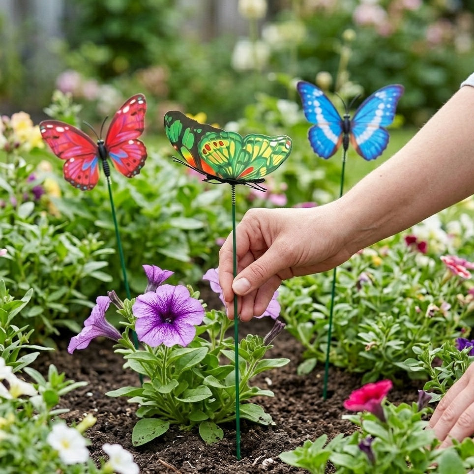 ProGarden Garden Butterfly Sticks Multicolour 30cm Pack of 10 837900520 | Decorative Garden Stakes | Butterfly Plant Sticks | Outdoor Plant Markers | Garden Decoration Picks | Flower Bed Decor Stakes | Lawn Ornament Sticks | Plant Pot Decoration Stakes