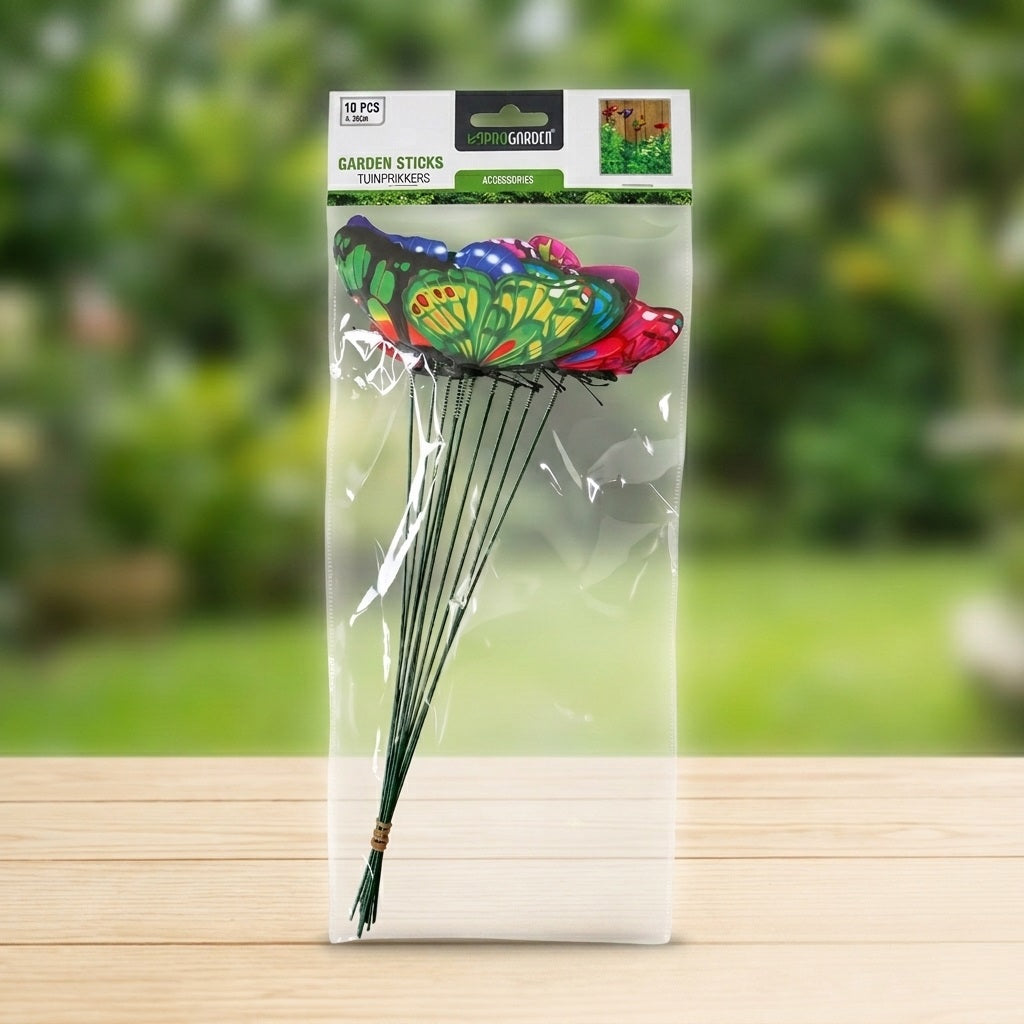 ProGarden Garden Butterfly Sticks Multicolour 30cm Pack of 10 837900520 | Decorative Garden Stakes | Butterfly Plant Sticks | Outdoor Plant Markers | Garden Decoration Picks | Flower Bed Decor Stakes | Lawn Ornament Sticks | Plant Pot Decoration Stakes