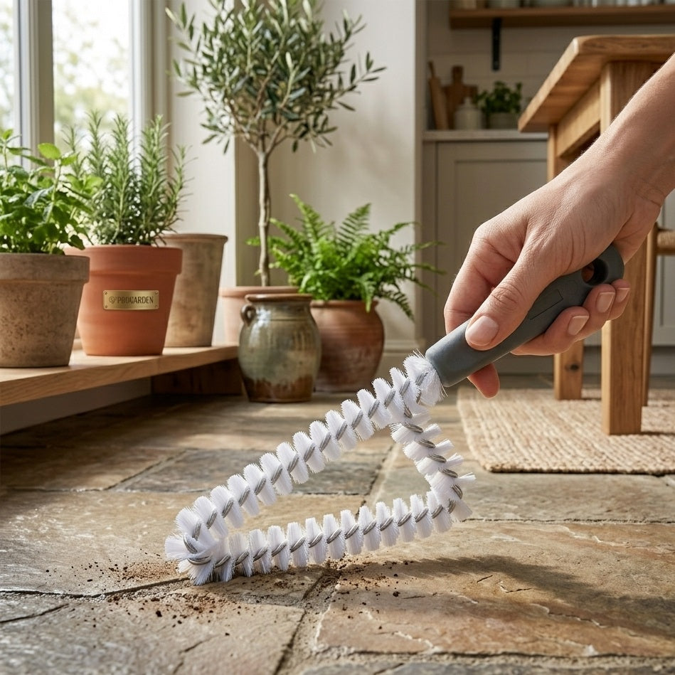 Ultra Clean Multi-Purpose Grout Brush Black and White CY5657700 | Tile Grout Cleaning Brush | Bathroom and Kitchen Scrub Brush | Narrow Cleaning Tool