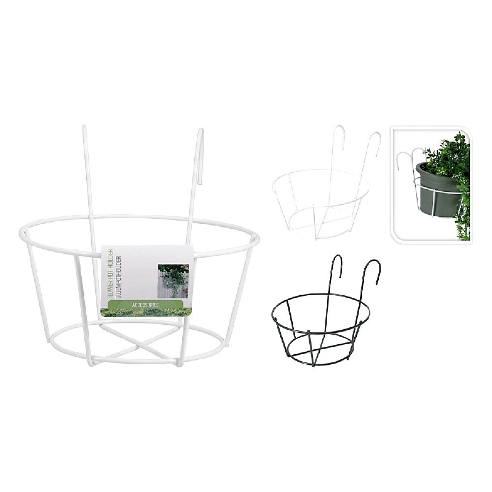 Hanging Metal Flower Pot Holder Assorted Colours Pack of 1 CY8954580 | Round Railing Planter Basket Brackets | Indoor and Outdoor Plant Hangers | Round Planter Basket | Balcony Planter Holder | Railing Plant Hanger | Wall Mounted Planter | Garden Accessories | Fence Planter Holder | Patio Plant Hanger