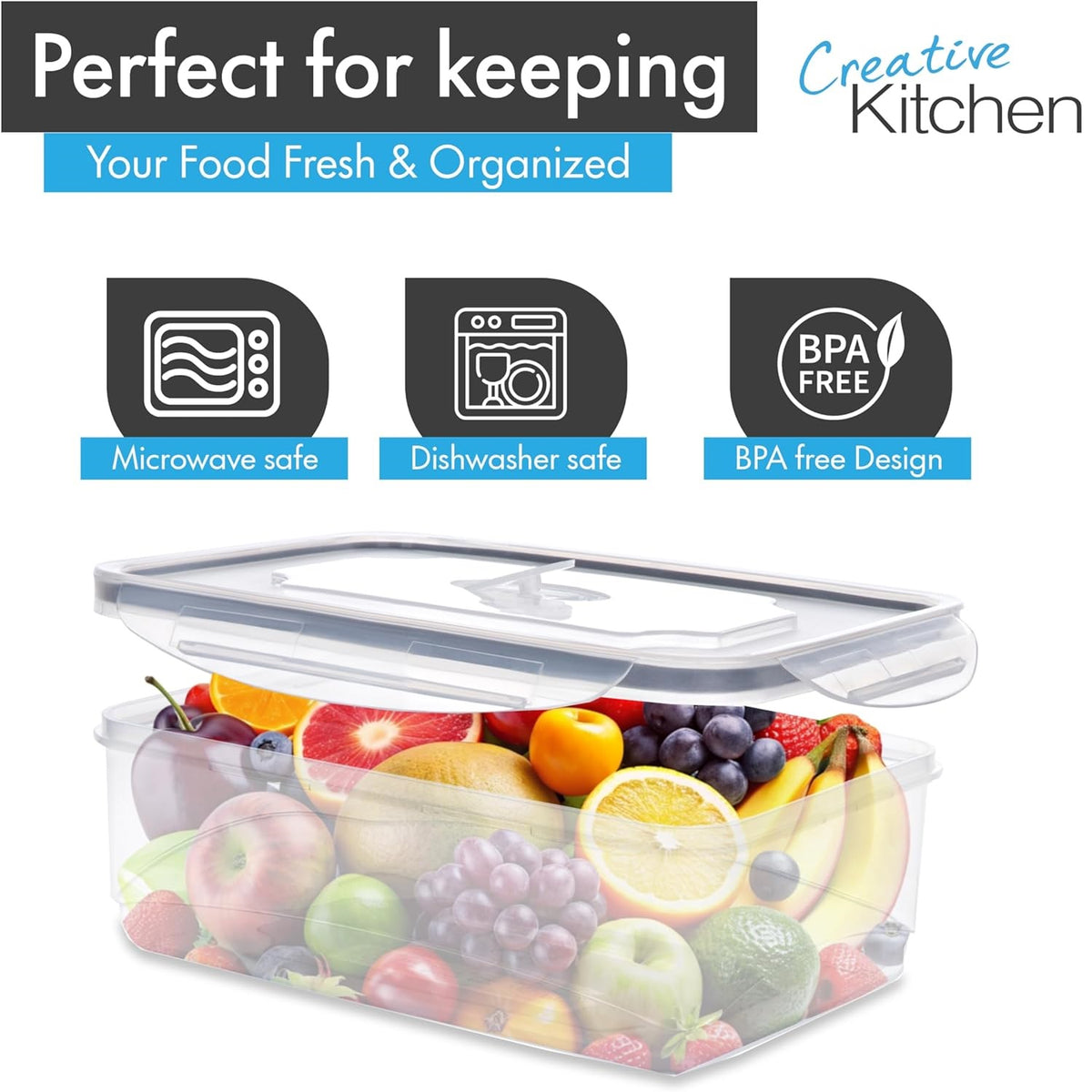 Pendeford Creative Kitchen Storage Containers with Lids Clear Pack of 5 3420 | Stackable | BPA Free | Leak Proof with Steam Valve | Multi Size 2370ml | 1640ml | 970ml | 520ml | 240ml | Food Storage Boxes