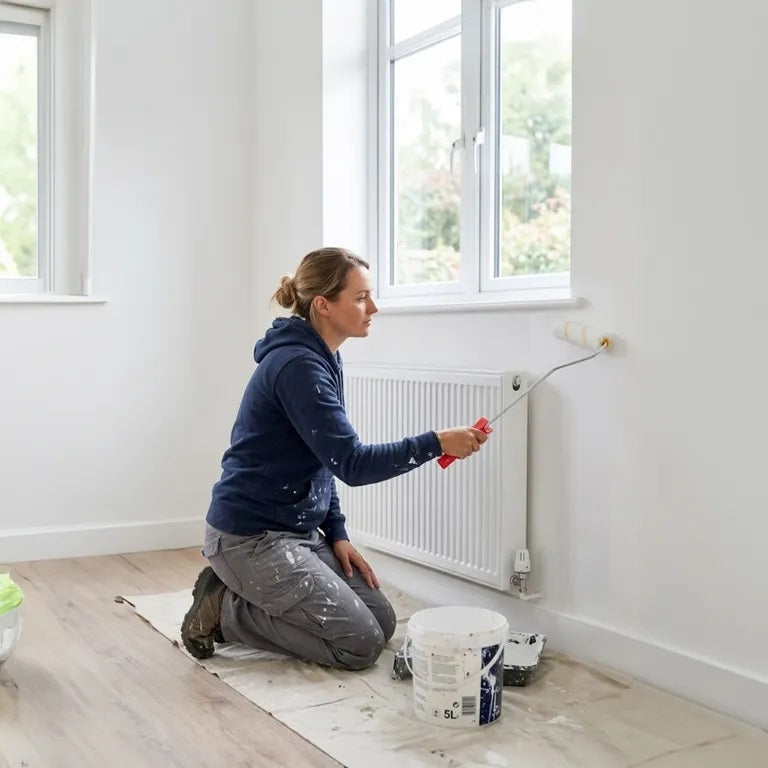 Dekton Radiator Roller Set Red and White Pack of 3 DT95878 | Long-Handled 4-Inch Mini Paint Roller Frame | With Two 4-Inch Medium Pile Sleeves | Ideal for Behind Radiators | Hard-to-Reach Areas | Emulsion Paint Compatible | Decorating Tools | Painting