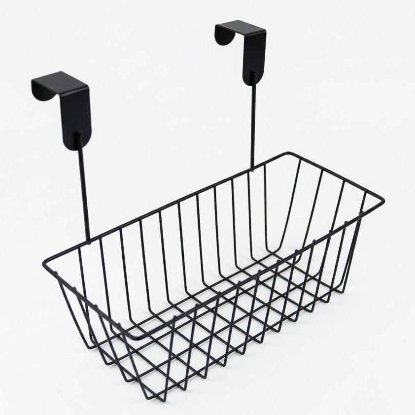 Hanging Metal Wire Shower Caddy Black 28cm x 20cm x 12cm AF037 | Storage Basket Rack | Kitchen Cabinet Cupboard Shelf Holder | Bathroom Storage Basket | Space Saving Hanging Rack | Multipurpose Storage | Over Cabinet Rack | Door Hanging Organizer