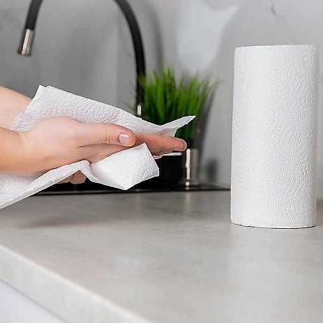 Little Duck Champion 2 Ply Kitchen Towel Rolls White 210mm x 214mm Pack of 24 1000144 | Extra Thick and Absorbent | Wiping Paper | For Kitchens Workshops and Commercial Use | Recycled Paper Towels | Cleaning Paper | Multipurpose Paper Towels | Wiper