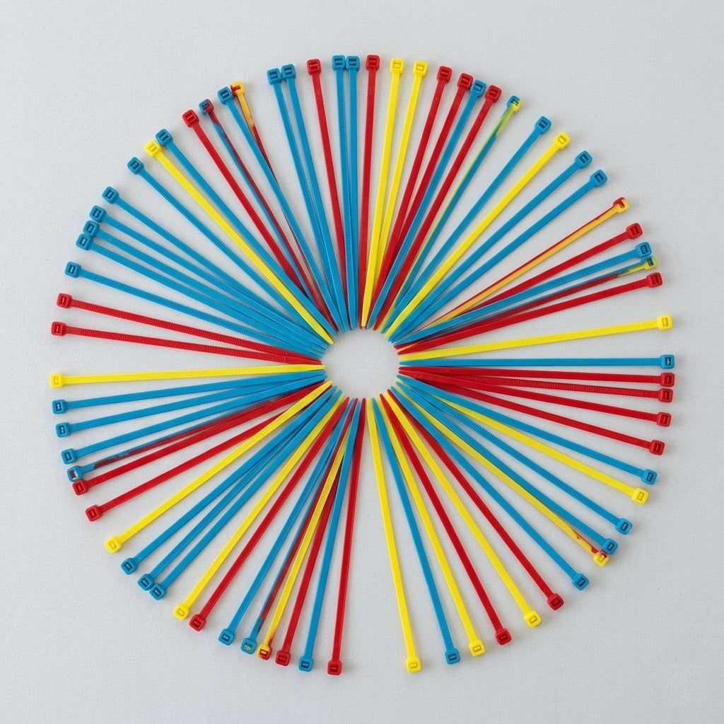 FX Tools Cable Tie Set Assorted Colours 2.8mm x 250mm Pack of 50 CR1001100 | Nylon Zip Ties | Wire Ties | Cable Management Ties | Electrical Fastening Ties