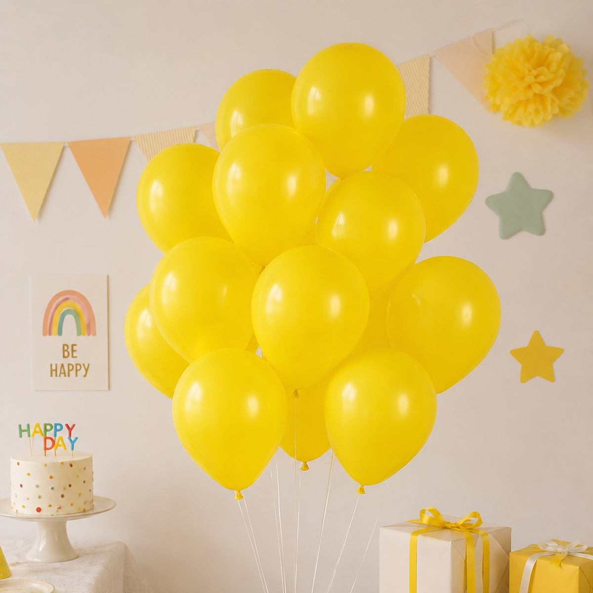 Unique Latex Balloons Yellow 12-Inch Pack of 10 88035 | Party Balloons | Helium Balloons | Decorative Balloons | Birthday Celebration Balloons