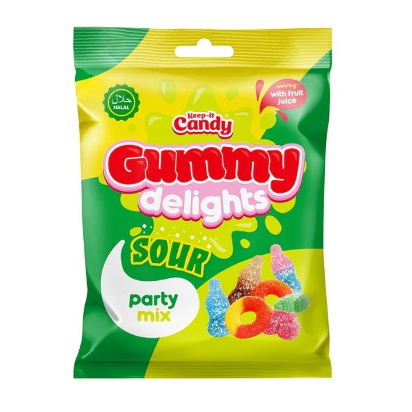 OTL Keep It Candy Sour Gummy Delights Party Mix Assorted 160g 201259 | Sour Fruit Flavoured Gummies | Chewy Candy Sweets | Party Mix Assorted Gummies | Halal Sweets | Snack Sharing Treat