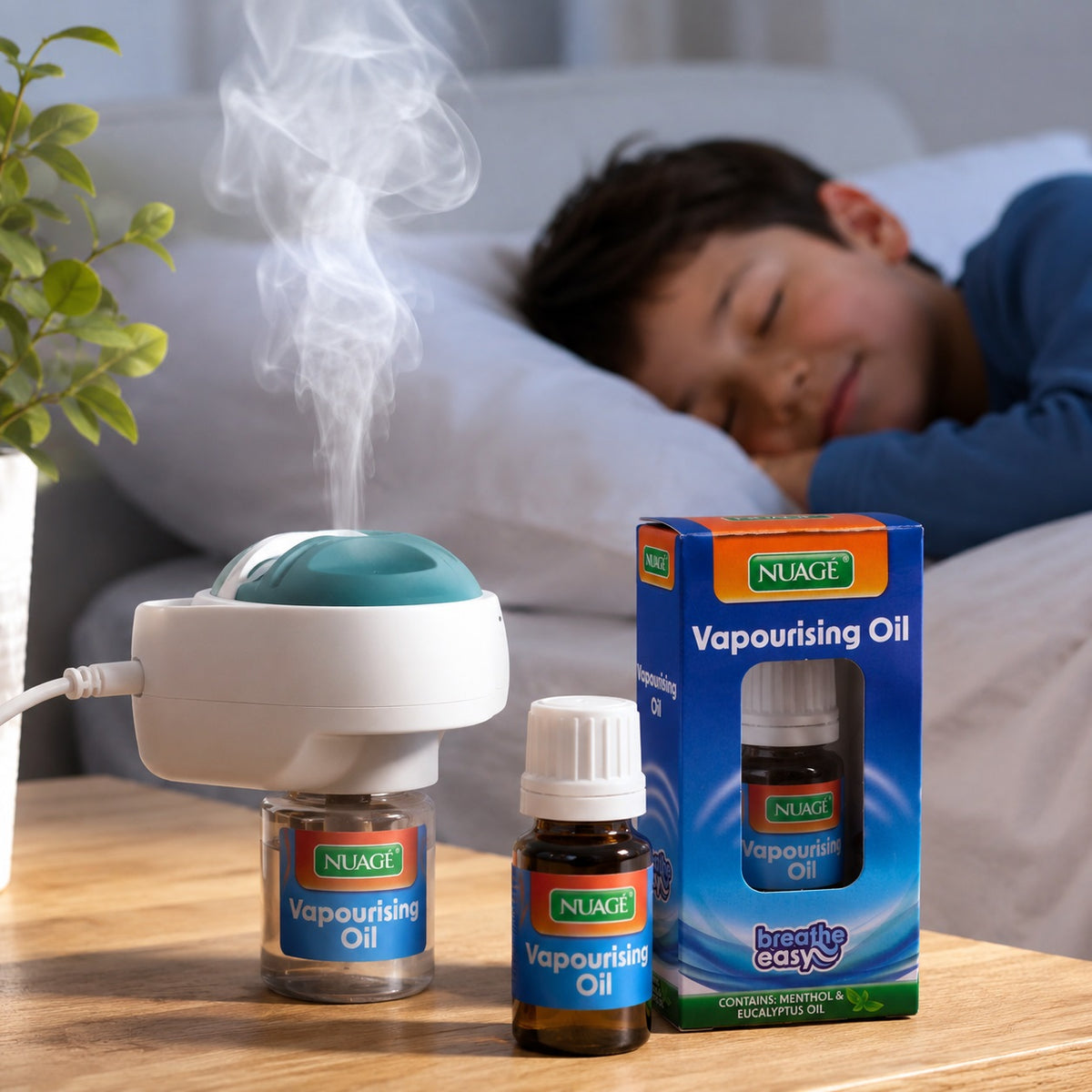 Nuage Menthol and Eucalyptus Vapourising Oil Clear 10ml NUA1194 | Aromatherapy Vapour Oil | Steam Inhalation | Ideal for Home or Travel Use  | Humidifier and Vaporiser Fragrance Oil
