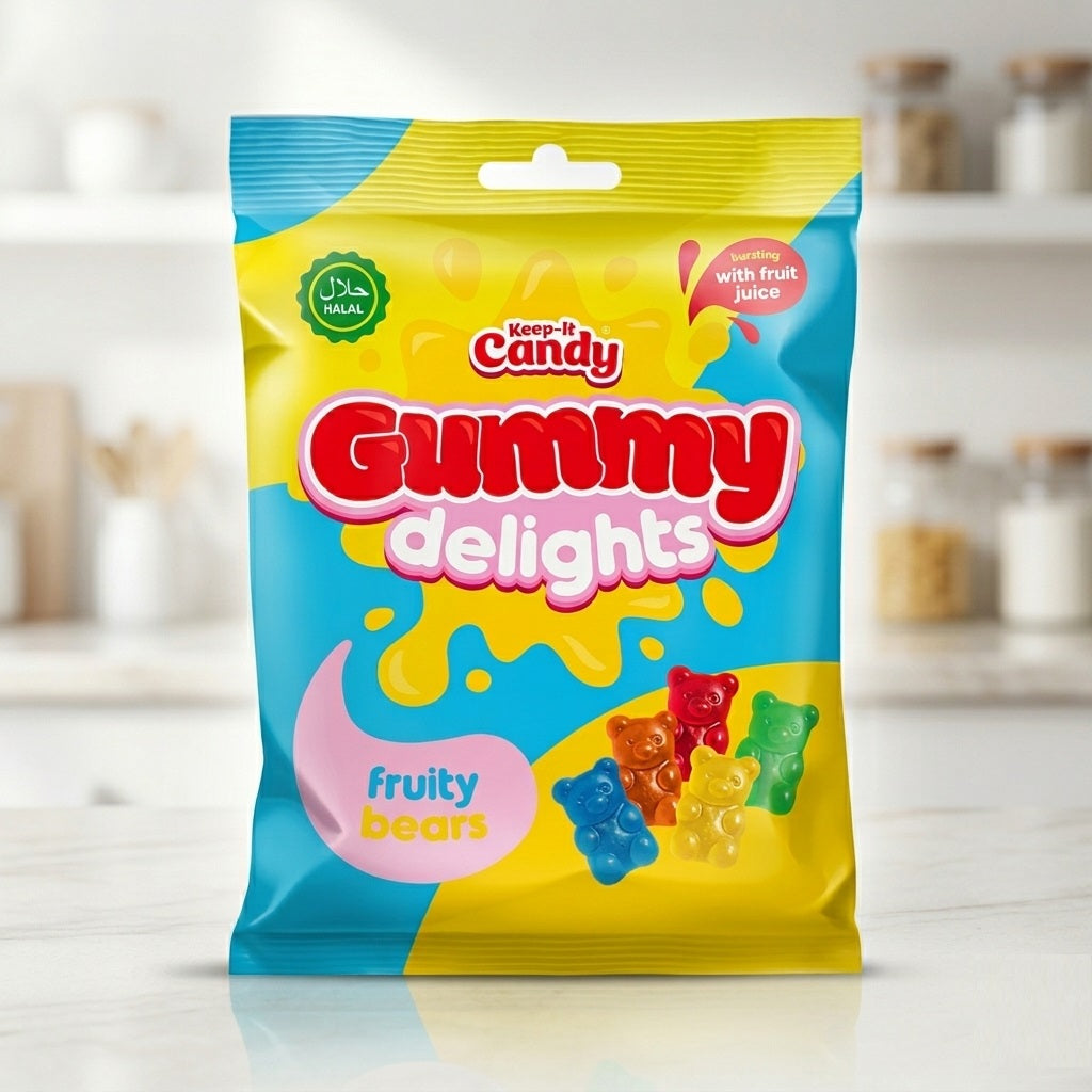 OTL Keep It Candy Gummy Delights Fruity Bears Assorted 160g 201257 | Gummy Bears | Halal Fruit Juice Sweets | Jelly Candy | Fruit Flavoured Treats | Party Bag Fillers Kid Snacks