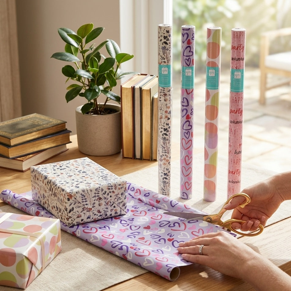 Design Group Giftmaker Celebrations Female Gift Wrap Assorted Colours 3Mtr x 69cm YBFGW20A | Recyclable | Birthday Wrapping Paper Roll | Decorative Present Wrap