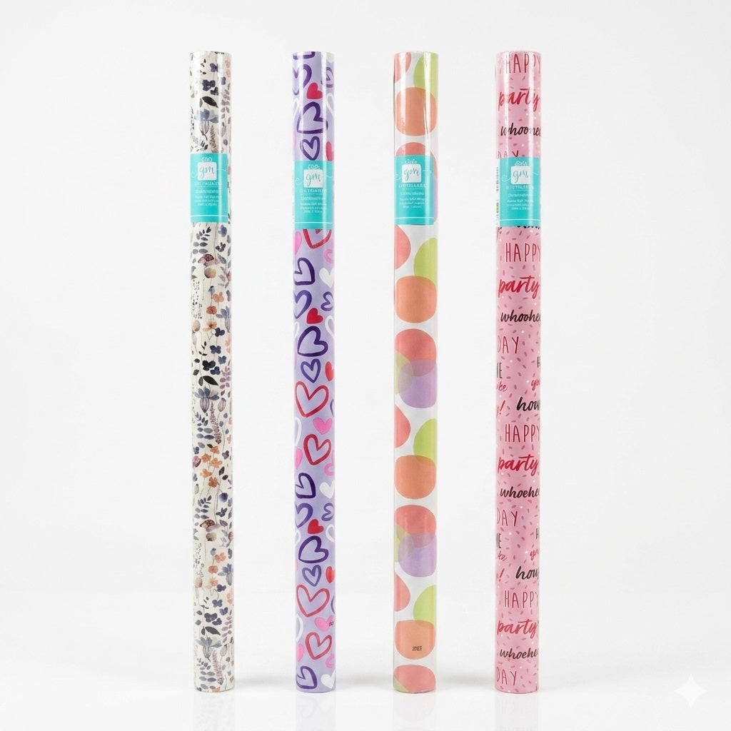 Design Group Giftmaker Celebrations Female Gift Wrap Assorted Colours 3Mtr x 69cm YBFGW20A | Recyclable | Birthday Wrapping Paper Roll | Decorative Present Wrap