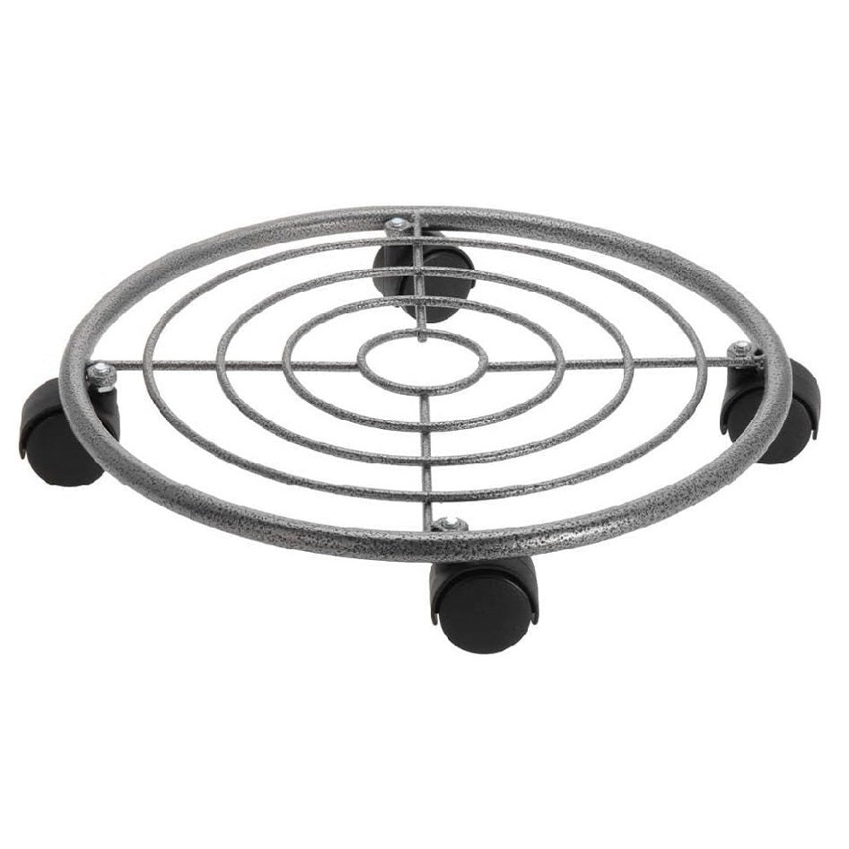 Metal Flower Pot Trolley Anthracite 35cm x 6.5cm C37209620 | Round Rolling Flower Pot Caddy | Heavy Duty Steel Mover | Wheeled Planter Stand | Metal Pot Dolly | Garden Patio Home Deck Professional Use