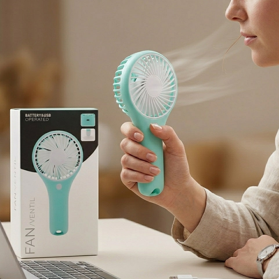 Handheld Fan Assorted Colours 109100020 | Battery and USB Operated Portable Ventilator | Mini Personal Cooling Fan | Small Electric Blower | Compact Travel Cooler | Office Desk Home Outdoor Summer Holiday Accessory