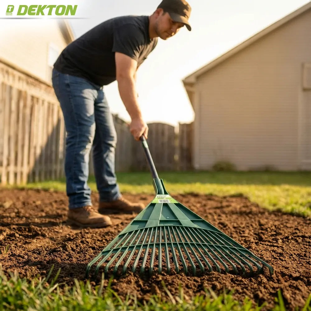 Dekton Grass Rake Green 50cm DTG5215 | Outdoor Gardening Tool | Leaf Rake