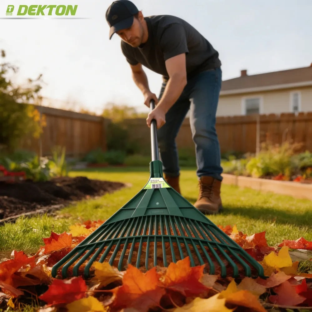 Dekton Grass Rake Green 50cm DTG5215 | Outdoor Gardening Tool | Leaf Rake
