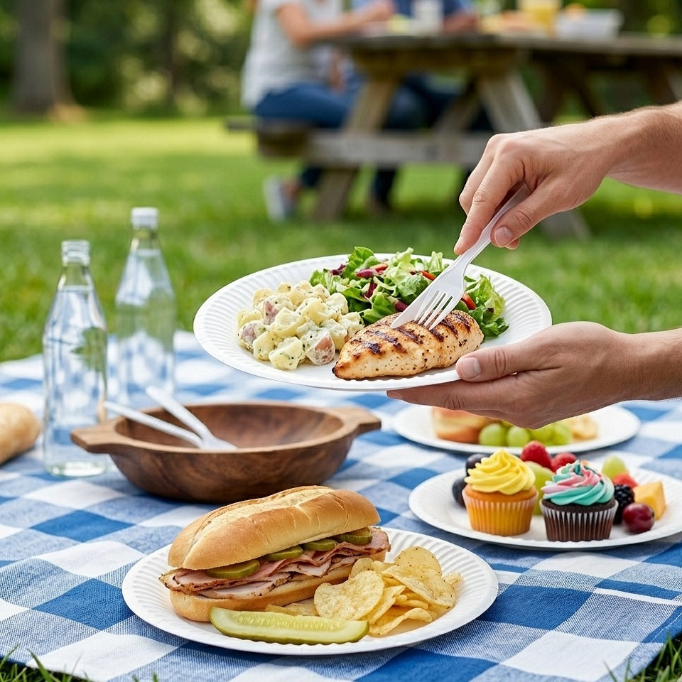 Smartway Paper Plates White 23cm Pack of 20 SM3001 | Recyclable Compostable Biodegradable Round Plate | Disposable Party Picnic BBQ Catering Tableware | Sustainable Eco Friendly Paper Dinnerware Utensils