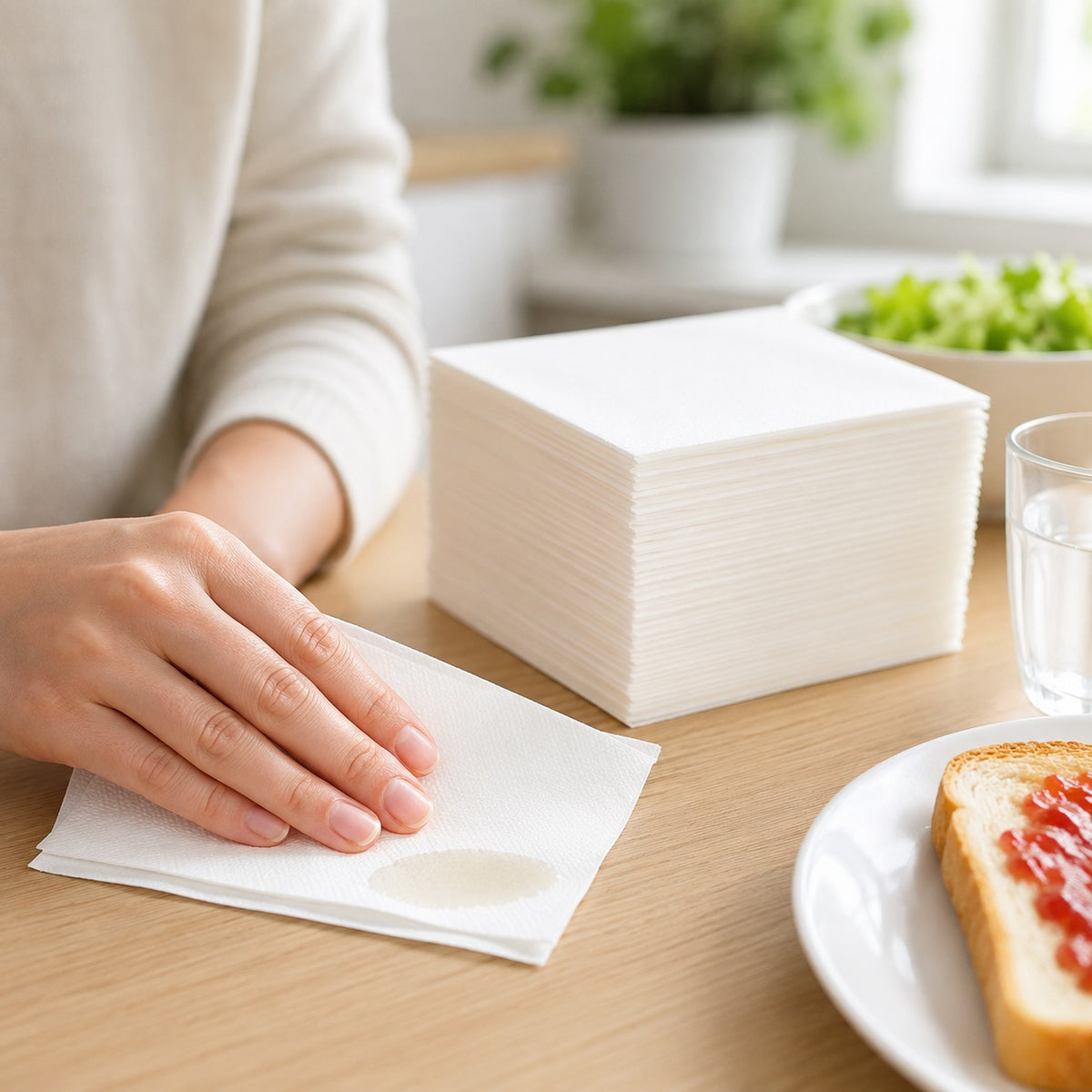 Smartway 1 Ply Napkins White 30cm x 30cm Pack of 60 SM3010 | Soft-Strong-Recyclable | Disposable Paper Serviettes | Party Catering Wedding Event Tableware