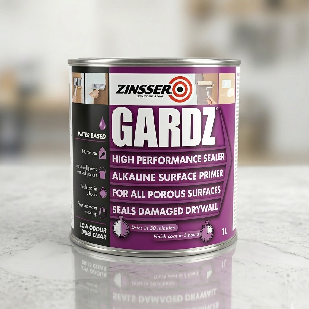 Zinsser Gardz Sealer Primer Clear 1Ltr ZN160001D1 | High Performance Sealer Alkaline Surface Primer | Water Based Interior Use | Seals Damaged Drywall Porous Surfaces | Low Odour Quick Drying Masonry Plaster Wallboard Prep