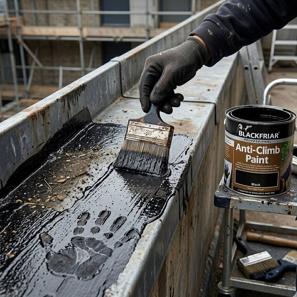 Blackfriar Anti-Climb Paint Black 1L BF2050004 | Professional Non-Drying Security Coating | Semi-Matt Finish Outdoor Use | Deterrent Paint for Fences Pipes Walls | Slippery Anti-Intruder Protection