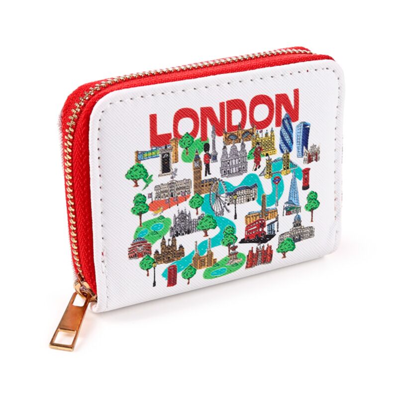 Puckator London Icons Purse Assorted Small Pack Of 1 PUR181 | Canvas Faux Leather Material | | Zip Around Small Wallet | British Souvenir Coin Pouch | Travel Card Holder Travel Accessory