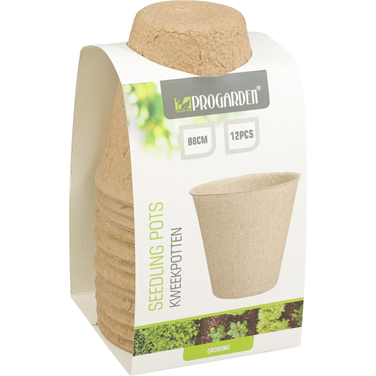 Pro Garden Round Paper Seedling Pots Brown 8cm 12-Piece CE9000020 | Eco-Friendly | Compostable Fiber Pots | Biodegradable