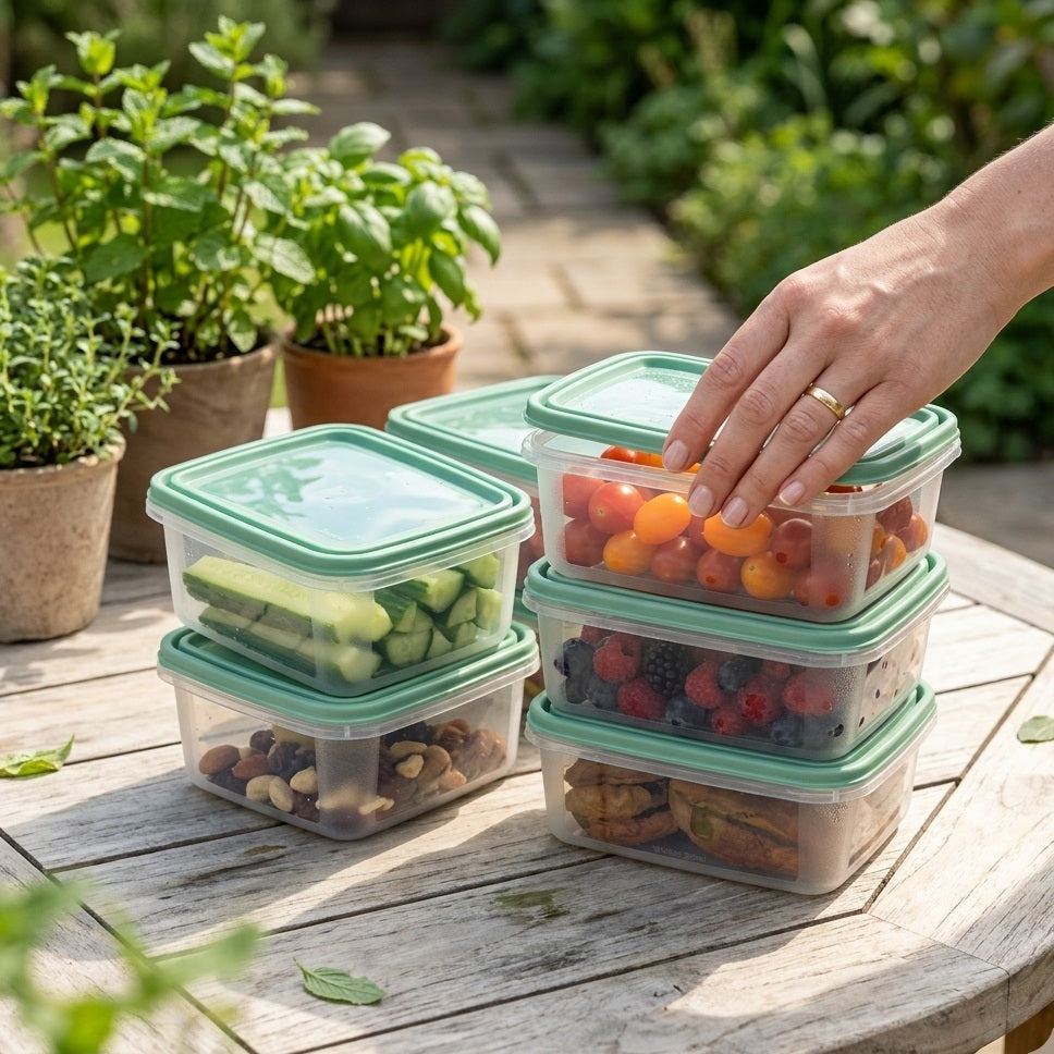 Wham Everyday Food Box with Lid Clear 250ml Set of 6 35900 | Ideal for Snack Boxes | Food Storage and Picnics | BPA Free
