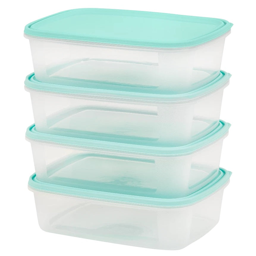 Wham Everyday Food Box with Lid Clear 1Ltr Set of 4 35800 | Ideal for Packed Lunches | Food Storage and Picnics | BPA Free