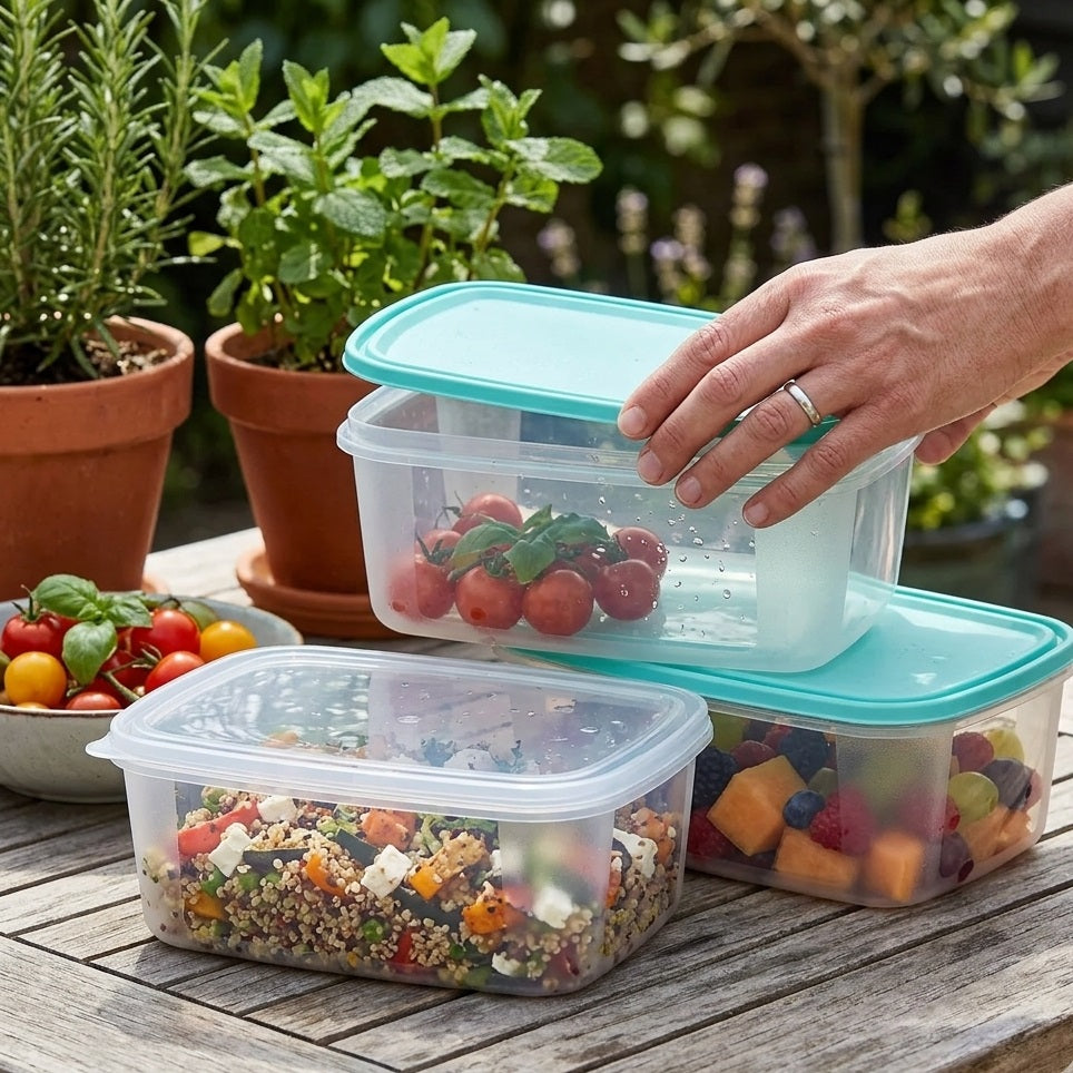 Wham Everyday Food Box with Lid Clear 2Ltr Set of 3 35825 | Ideal for Packed Lunches | Food Storage and Picnics | BPA Free