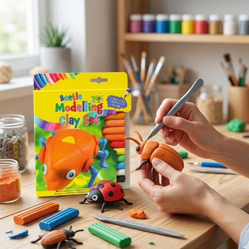 Tallon Artbox Ladybird and Beetle Modelling Clay Set Assorted Pack of 12 Sticks 3117 | Kids Craft Kit | Modelling Clay with Bug Legs | Childrens Creative Activity Toy