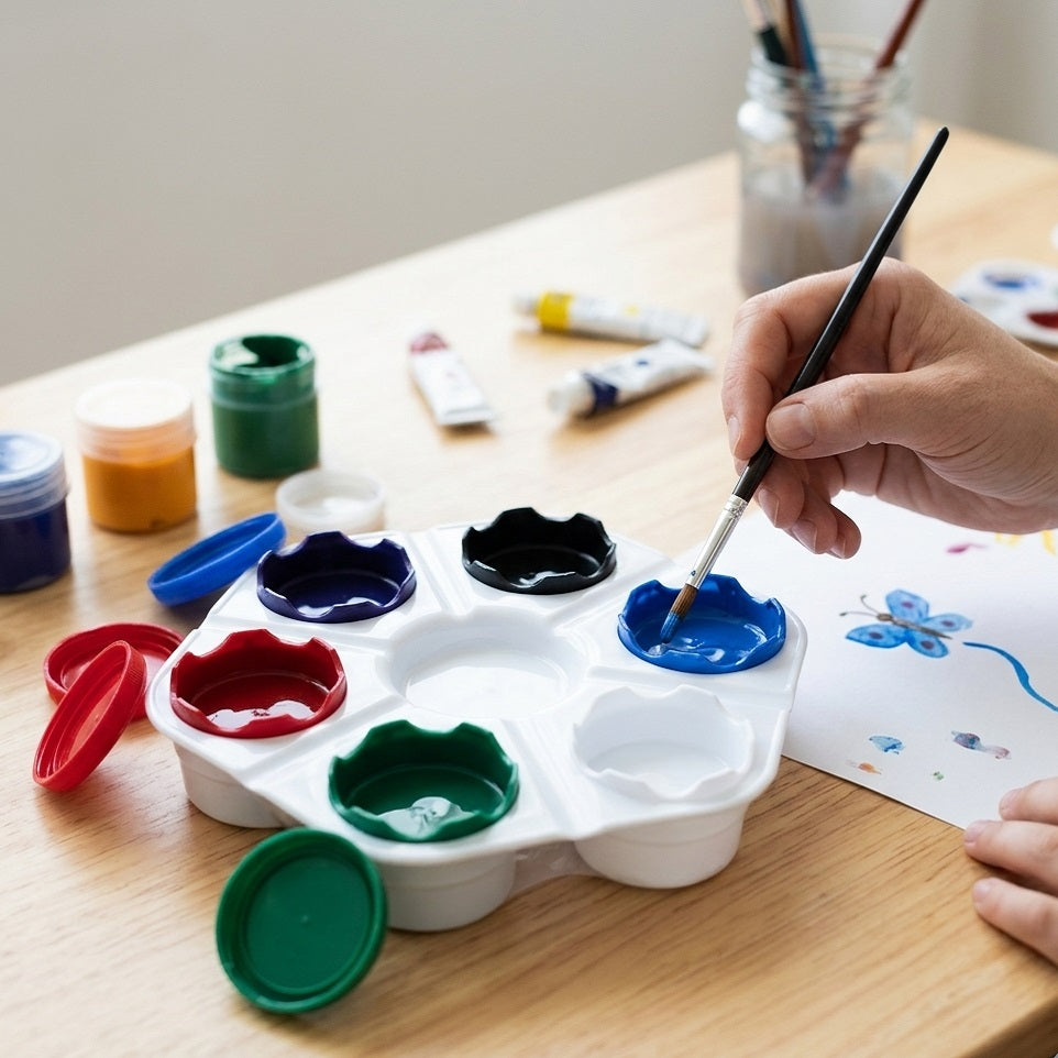 Paint Pots Set Assorted Colours Set of 6 492500090 | Kids Arts and Crafts Paint Palettes | Childrens Painting Tubs | Crafting Activity Supplies