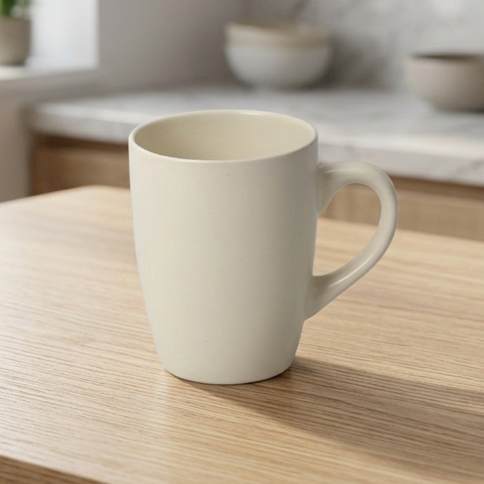 Highlands Stoneware Mug Cream Pack of 4 4SMC | Durable and Long Lasting | Non Porous and Hygienic | Elegant and Timeless Design | Microwave and Dishwasher Safe | Comfortable Handle