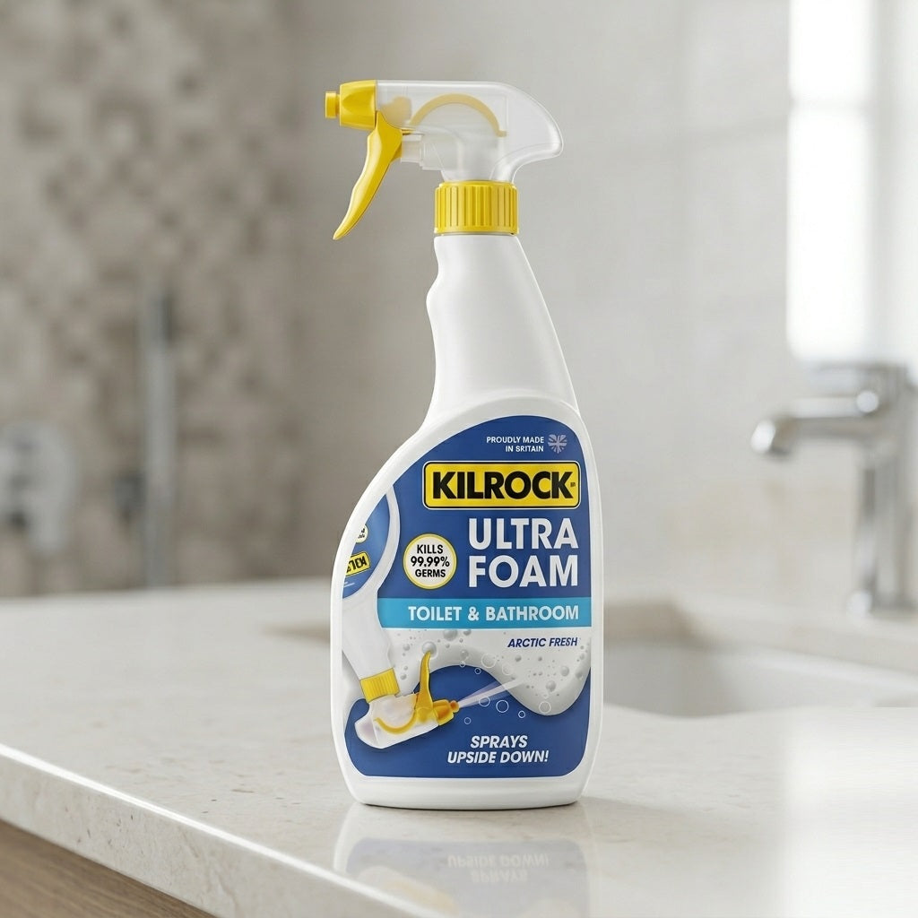 Kilrock Ultra Foam Toilet and Bathroom Cleaner Arctic Fresh 750ml ULTRA FOAM ARCT | Disinfectant Spray | Deep Cleaning Foaming Wash | Limescale Soap Scum Remover | Upside Down Spray Cleaner | Kills 99.99 Percent Germs