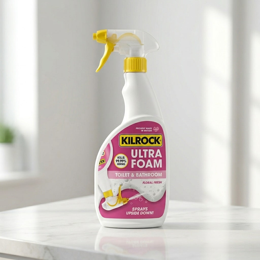 Kilrock Ultra Foam Toilet and Bathroom Cleaner Floral Fresh 750ml ULTRA FOAM FLOR | Disinfectant Spray | Deep Cleaning Foaming Wash | Limescale Soap Scum Remover | Upside Down Spray Cleaner | Kills 99.99 Percent Germs